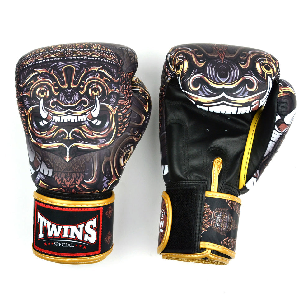 FBGVL4-63 Twins Yakthai Boxing Gloves Black-Gold