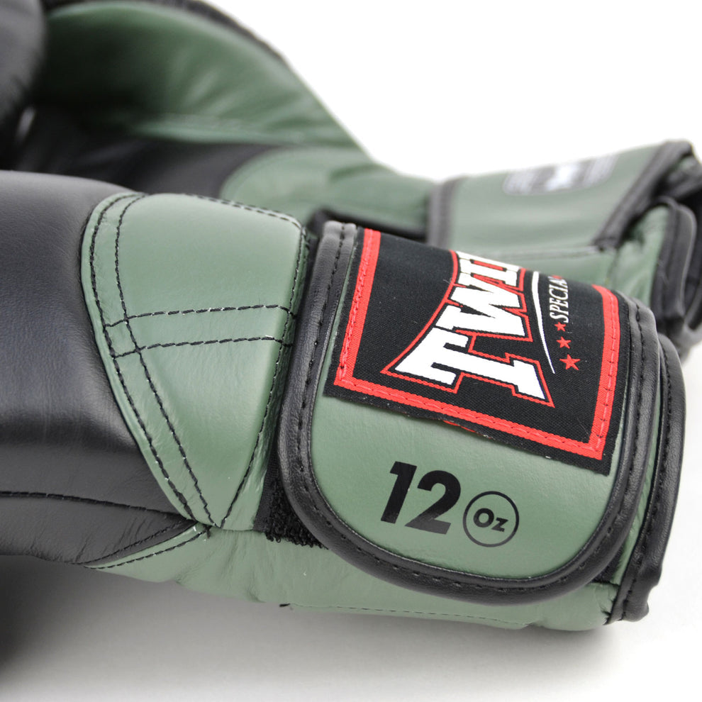 BGVL11 Twins Long-Cuff Boxing Gloves Black-Olive
