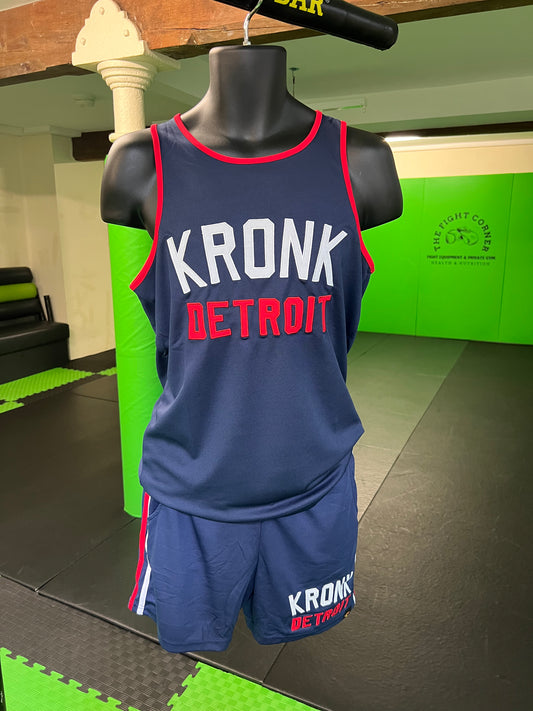 KRONK Iconic Detroit Applique Training Gym Vest Navy