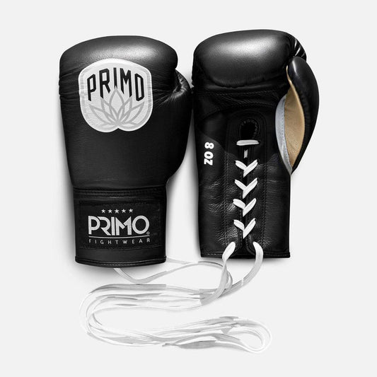 Primo Pro Lace Up Boxing Gloves - Onyx Black
